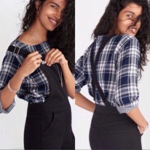 Madewell Navy Plaid Button Down Shirt